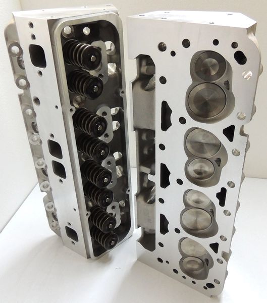 SBC CHEVY 400 ASSEMBLED ALUMINUM HEADS W/ STEAM HOLES 64CC 200CC