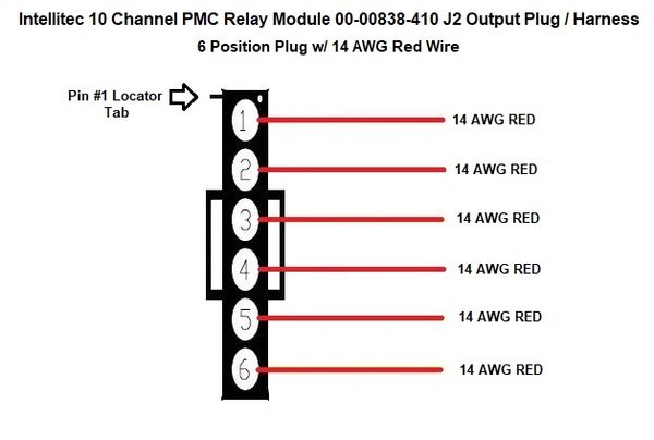 Intellitec 10 Channel PMC Relay Module 00-00838-410 J2 Plug / Harness