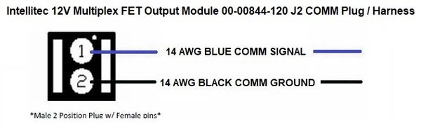 Intellitec 12V Multiplex FET Output Module 00-00844-120 J2 Plug / Harness