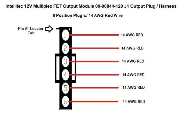 Intellitec 12V Multiplex FET Output Module 00-00844-120 J1 Plug / Harness