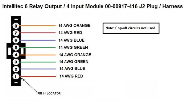 Intellitec 6 Relay Output/4 Input Module 00-00917-416 J2 Plug / Harness