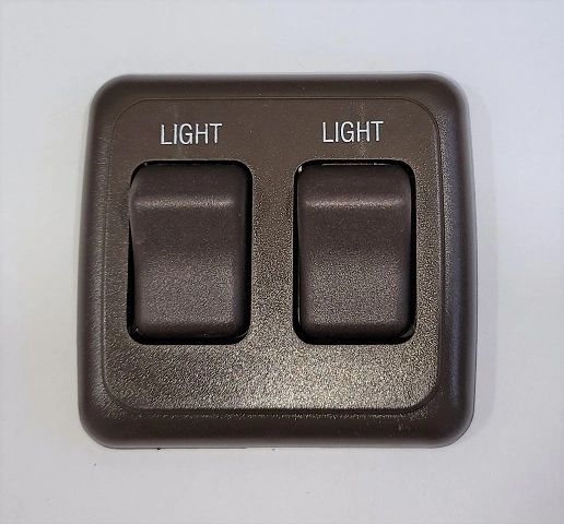 12 VDC Double Brown Contoured Light Switch Assembly AH-ASY-2-2-040