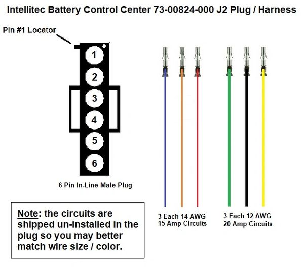Intellitec Battery Control Center 73-00824-000 J2 Plug / Harness