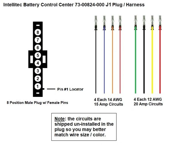 Intellitec Battery Control Center 73-00824-000 J1 Plug / Harness