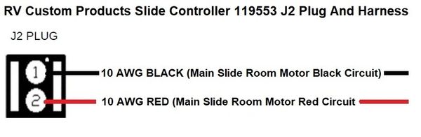 RV Custom Products Slide Out Controller 119553 J2 Plug And Harness