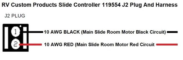 RV Custom Products Slide Out Controller 119554 J2 Plug And Harness