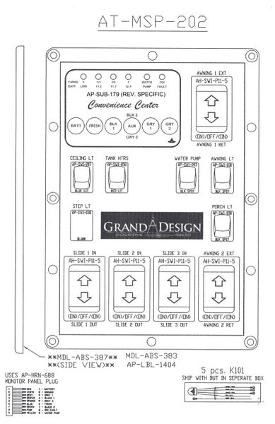 American Technology Components AT-MSP-202 Grand Design Convenience Center Parts List