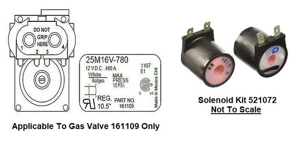 Suburban Water Heater Replacement Gas Valve Solenoid Kit 521072