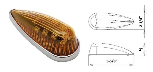 RV LED Tear Drop Marker Light, Amber 14 Diode, L04-0101A