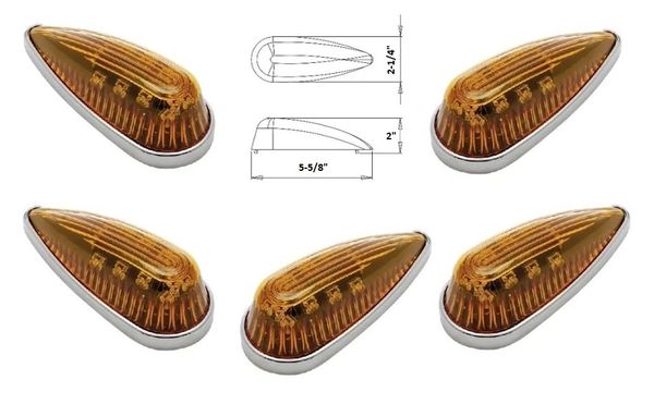 RV 14 LED Diode Amber Teardrop Marker Light With Chrome Base Kit L04-0101A