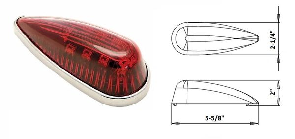 RV LED Tear Drop Marker Light, Red 14 Diode, L04-0101R