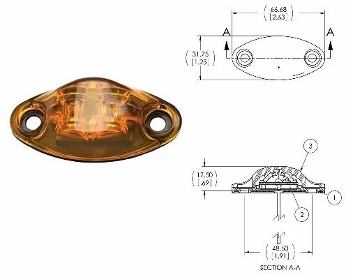 RV LED Marker Light, Amber 2 Diode, L04-0072A-NEW