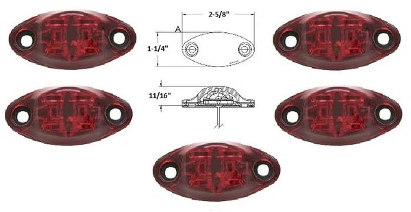 RV LED Marker Light Kit, Red 2 Diode, L04-0072R-NEW