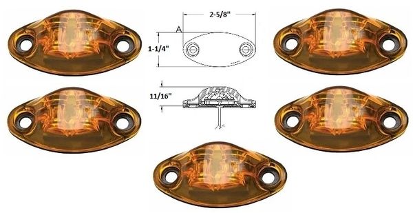 RV LED Marker Light Kit, Amber 2 Diode, L04-0072A-NEW