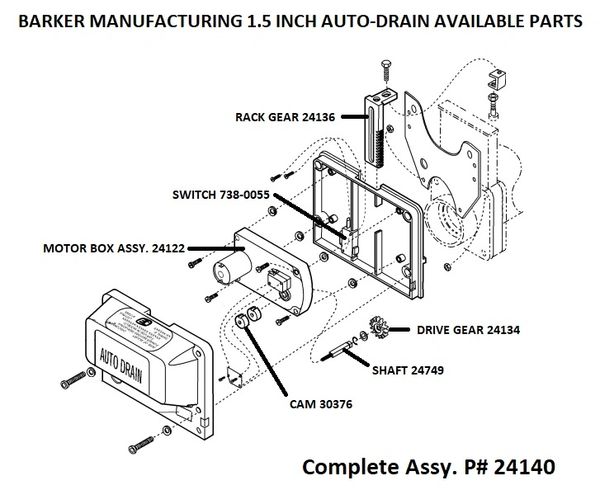 Barker Dump Valve Replacement Rack Gear 24136