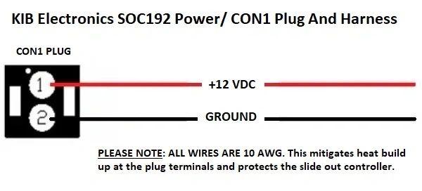 KIB Electronics Slide Out Controller SOC192 CON1 Plug And Harness