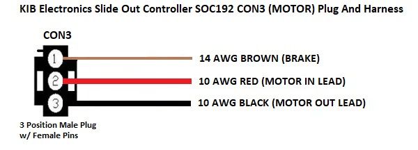 KIB Electronics Slide Out Controller SOC192 CON3 Plug And Harness