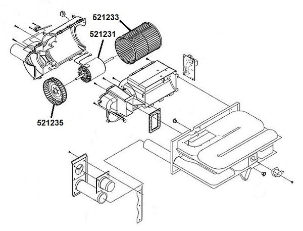 Suburban Furnace Model SF-25VHFQ Blower Motor / Blower Wheel / Combustion Wheel Kit
