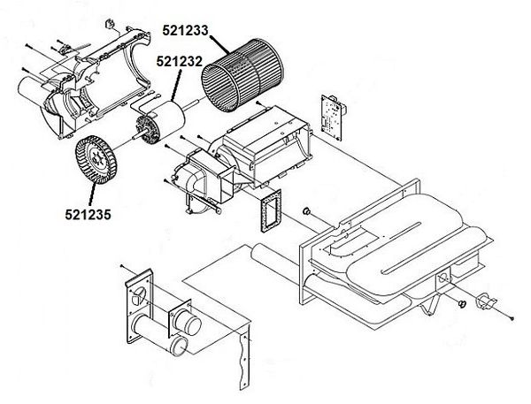 Suburban Furnace Model SF-35VHFQ Blower Motor / Blower Wheel / Combustion Wheel Kit