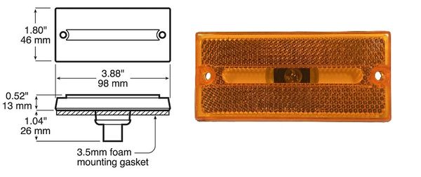 RV Amber Rectangular Clearance And Marker Light