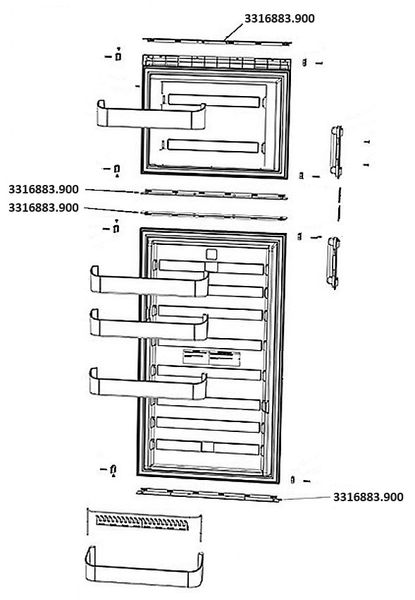 Dometic Refrigerator Door Caps Set 3316883.900