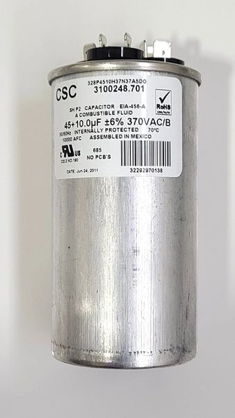 Dometic Air Conditioner Fan Run Capacitor 45/10 MFD 3313182.000