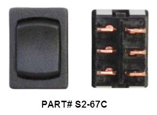 12 VDC Mini Switch, Momentary / Off / Momentary, Black