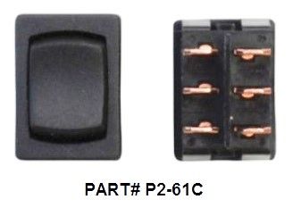 12 VDC Mini Switch, On / Off / On, Black