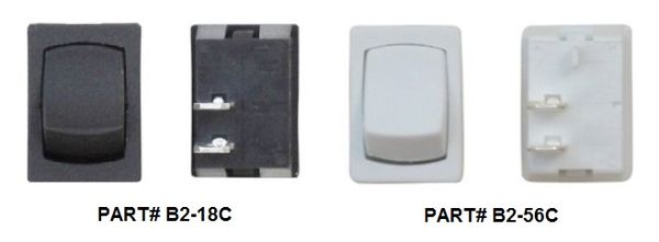 12 VDC Mini Switch, On / Off, Black or White