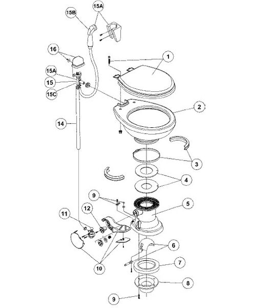 Dometic / SeaLand Toilet Model Traveler Lite 110 Repair Kit