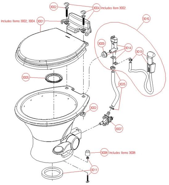 Dometic / SeaLand Toilet Series 311S Repair Kit