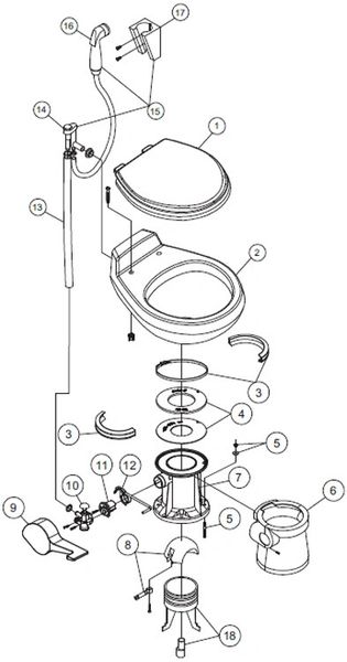 Dometic / SeaLand Toilet Model VacuFlush 508+ Repair Kit
