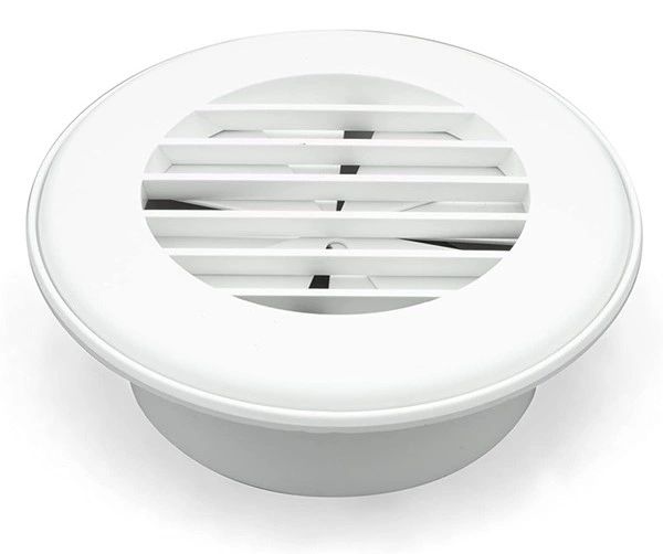 Thetford Polar White Thermovent 4 inch Ducted Heat Vent with Damper 94267