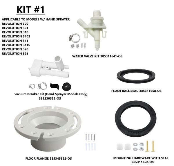 Dometic Gravity Flush 300 Series Toilet Complete Repair Kits