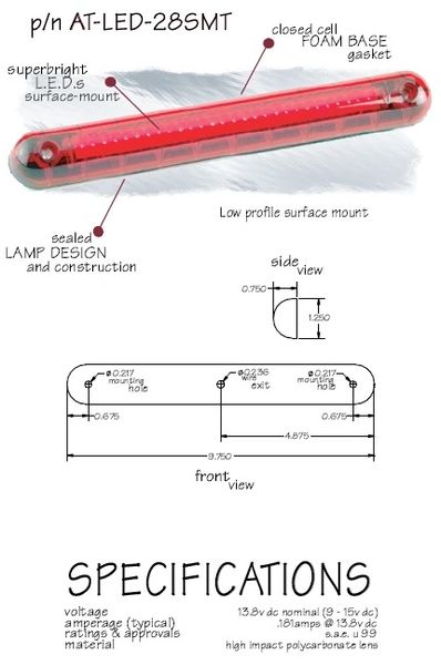 LED Third Brake Light, Surface Mount AT-LED-28SMT