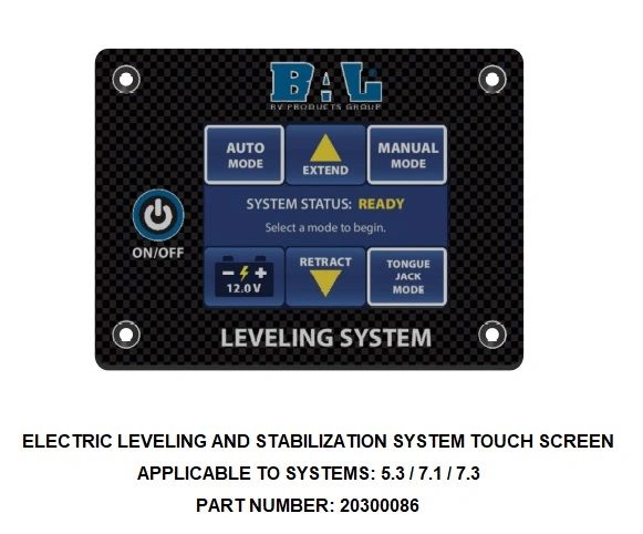 BAL Electric Leveling System Touch Screen 20300086