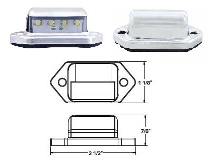 RV LED License Plate Lamp, 4 LED, L10-0001