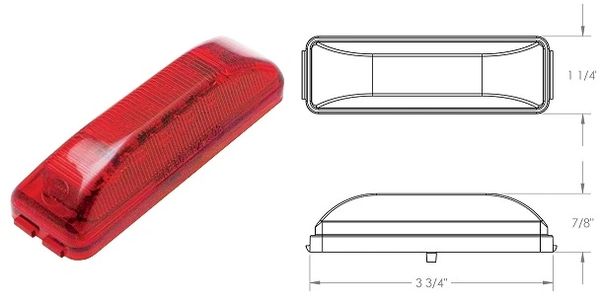 LED Marker Light, Red 12 Diode 1A-V-1240R