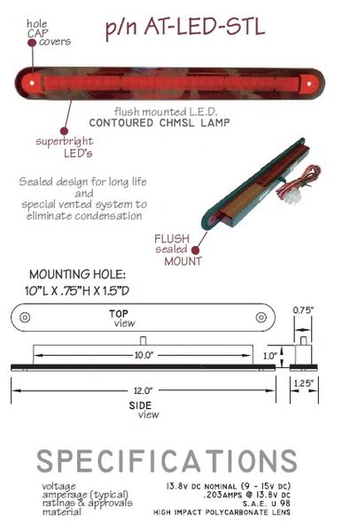 LED Third Brake Light, Flush Mount AT-LED-STL
