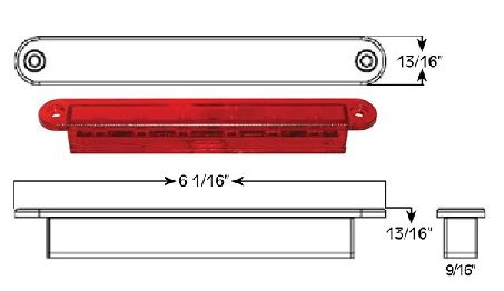 RV LED Third Brake Light, Flush Mount, L14-0074R