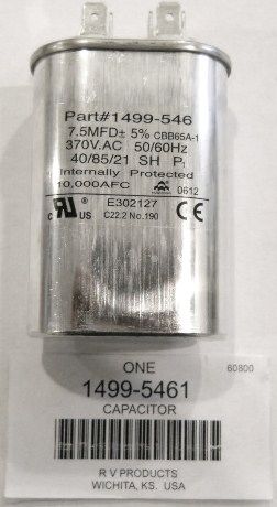 Coleman Fan Capacitor (7.5 Mfd / 370V) 1499-5461