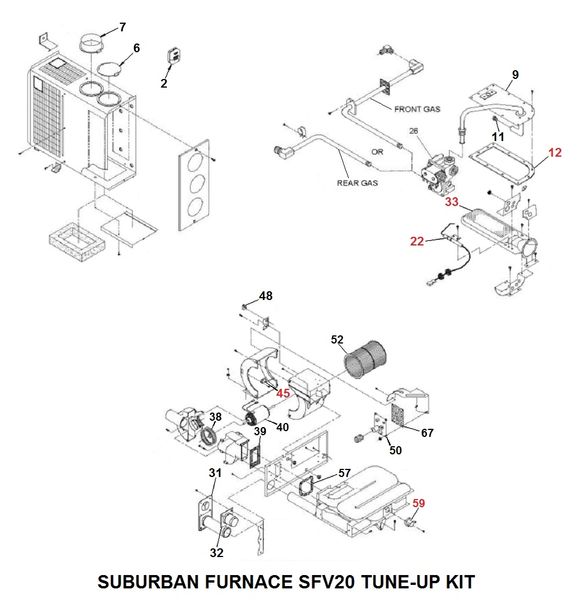 Suburban Furnace Model SFV-20 Tune-Up Kit