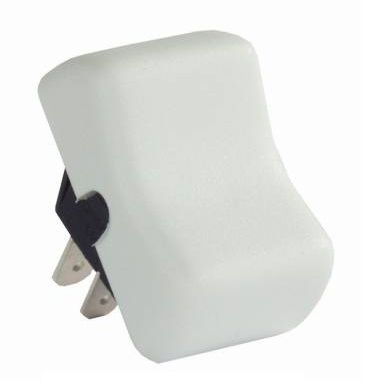 Contour Rocker Switch, SPST, White, Mom/Off