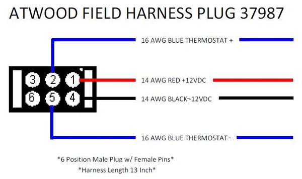 Atwood / HydroFlame Furnace Wiring Field Plug 37987