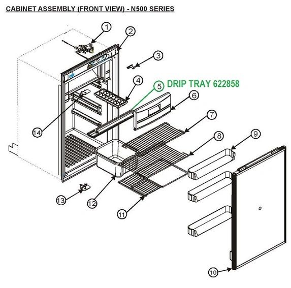 Norcold Interior Drip Tray 622858 (fits the N41X/ N51X) - RV Fridge Guys