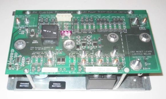 RV Custom Battery Control Center, by RV Custom Products, PCB# 01033-10, P# 129521