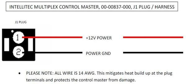 Intellitec Multiplex Control Master 00-00837-000 J1 Plug / Harness