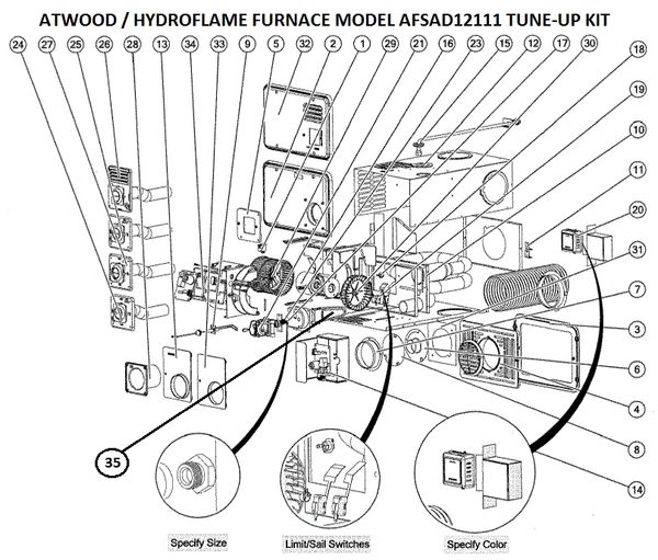 Atwood Furnace Model AFSAD12111 Tune-Up Kit