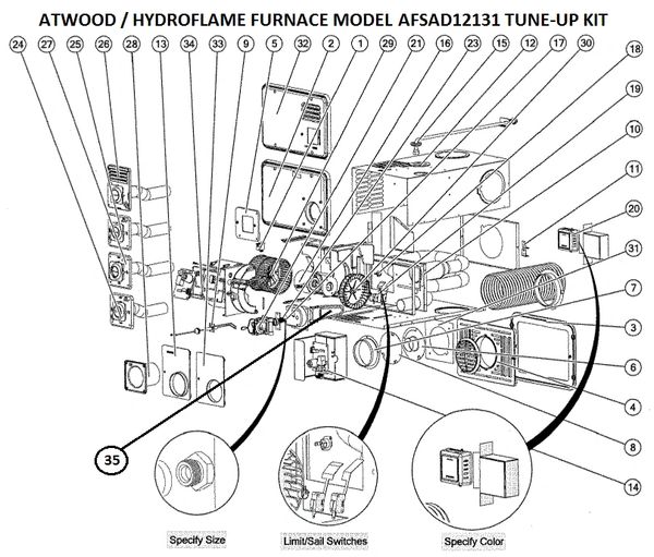 Atwood Furnace Model AFSAD12131 Tune-Up Kit