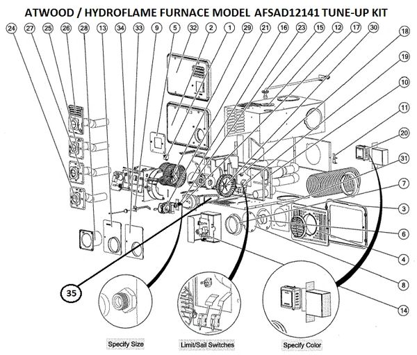 Atwood Furnace Model AFSAD12141 Tune-Up Kit